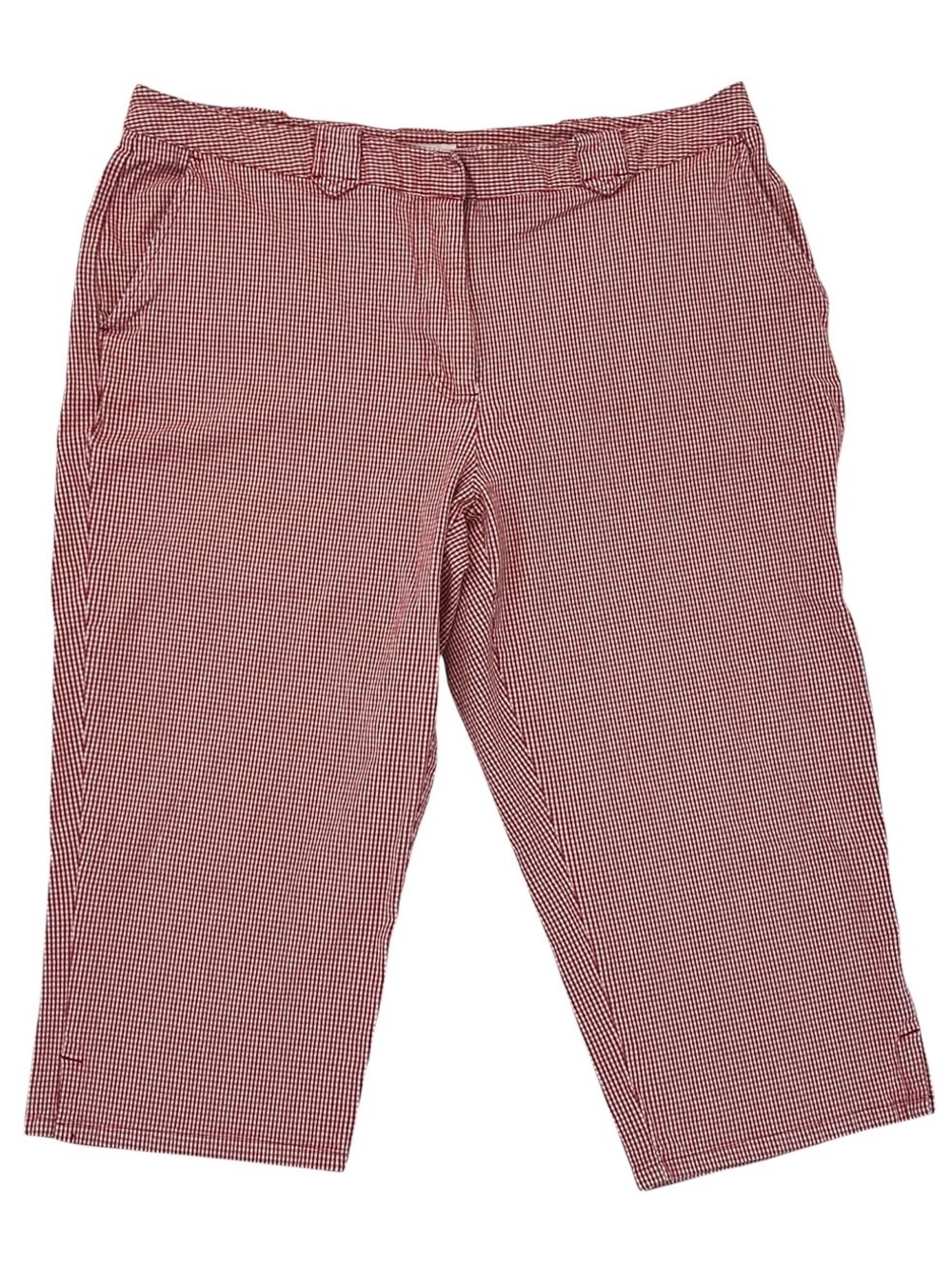 Liz Claiborne Villager Womens 16W Capri Pants Red White Check Stretch